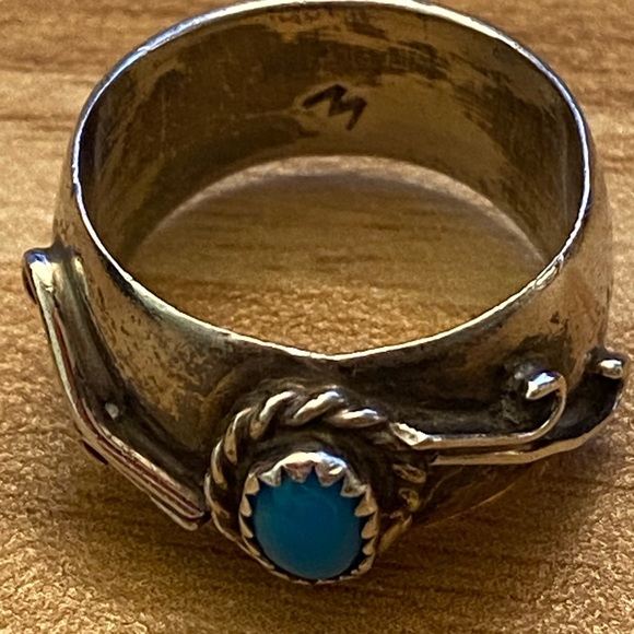 Vintage silver turquoise signed ring - Picture 2 of 7
